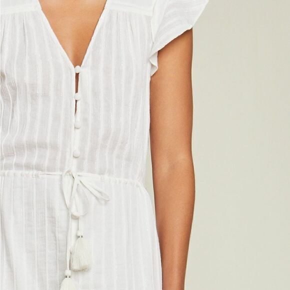 Veronica Beard | EUC TINZIA LUREX-STRIPED DRESS White Size Large L - Picture 4 of 7